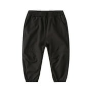 BXINGOHAI Children Nylon Windproof Pants Kids Boys Girls Solid Elastic Waistband Pants Windproof Long Pants Outdoor Daily Pant Fall Savings Black,7 Years